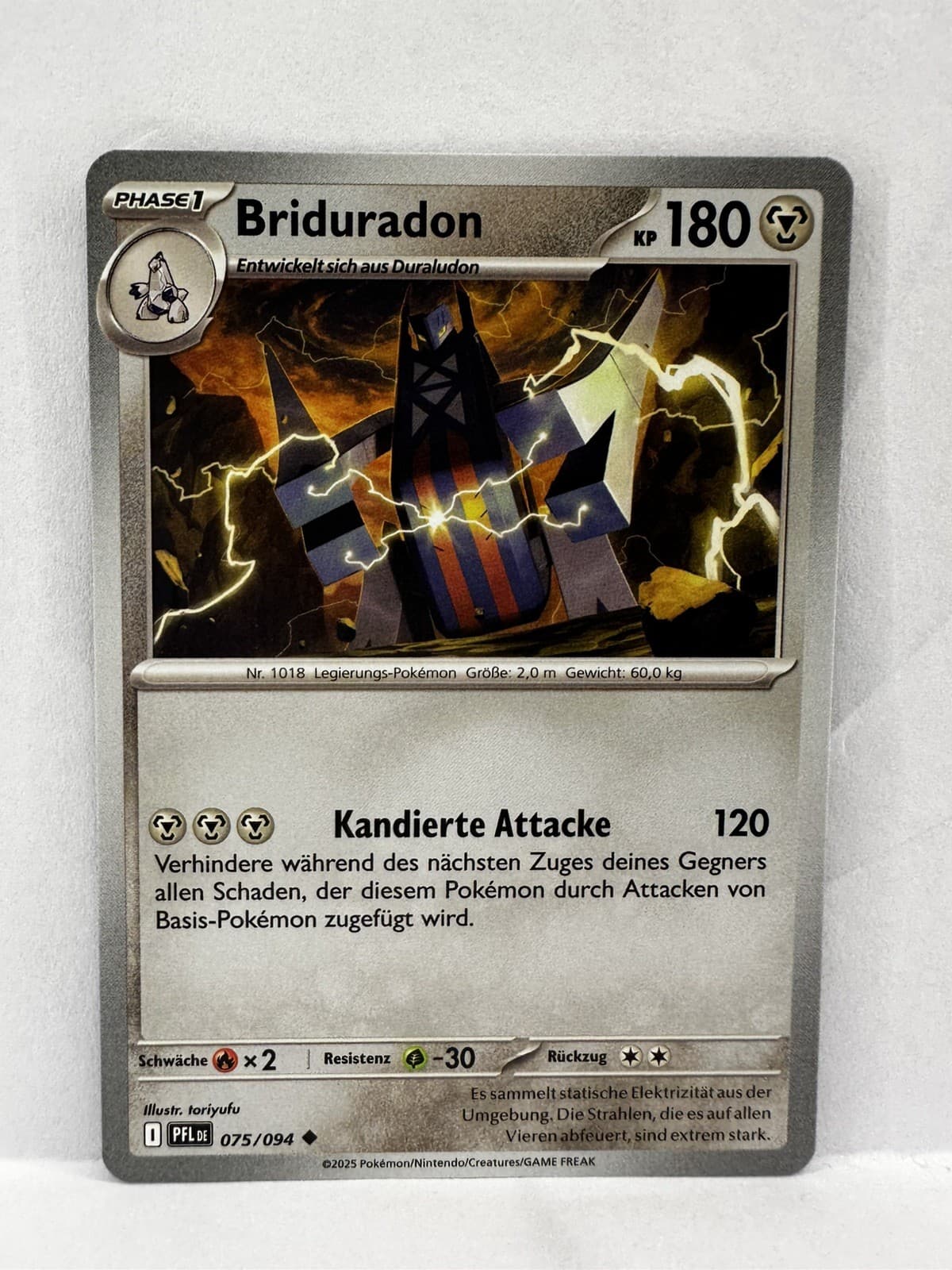 Pokémon Karte 2025 TCG Briduradon 75/94 Fatale Flammen Deutsch