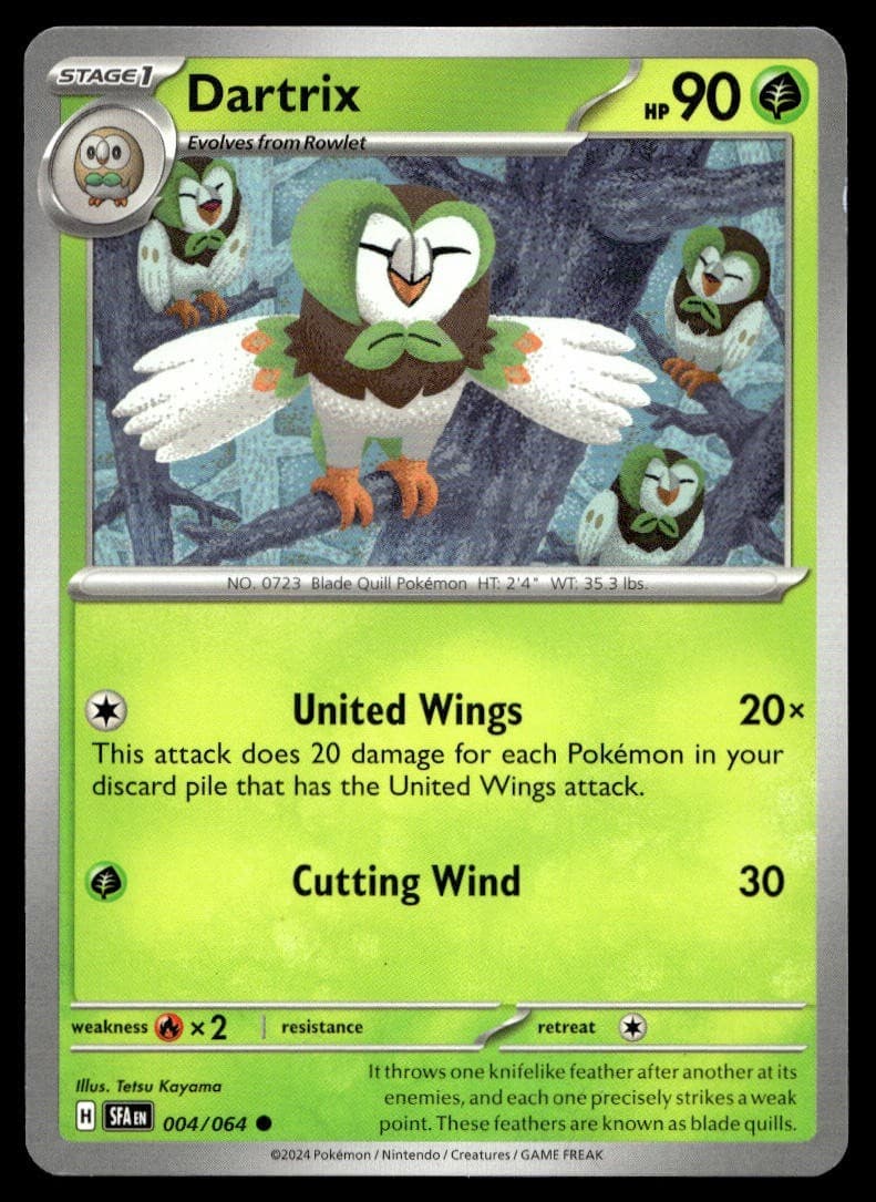 Dartrix 4/64 Pokemon Card Shrouded Fable Common 90 HP Lightly Played UX