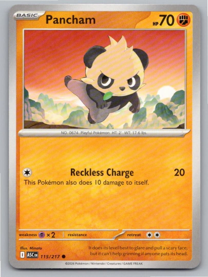 2026 POKEMON PANCHAM ASCENDED HEROES 115/217 COMMON NM A6014 FREE S&H