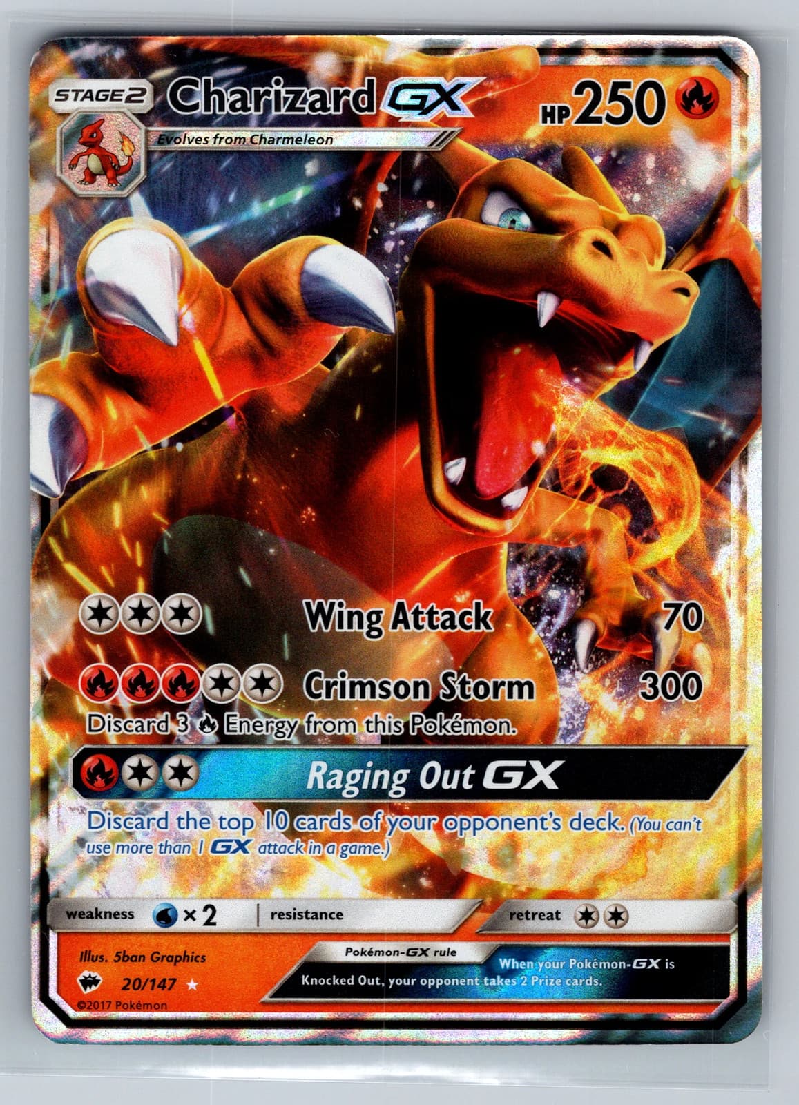 Pokemon 2017 Burning Shadows Charizard GX #20/147 Rare