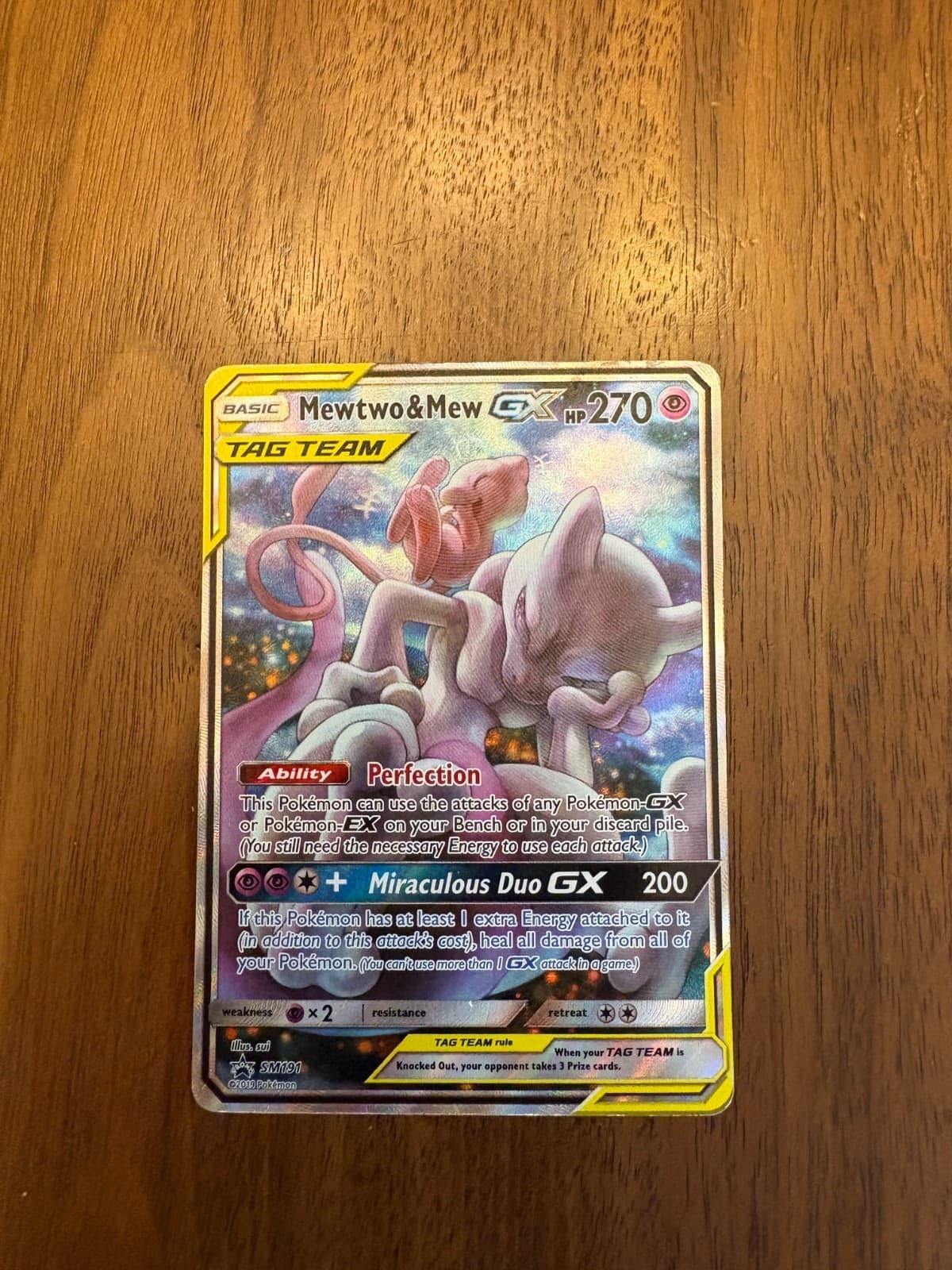 Mewtwo & Mew GX SM191 Tag Team Black Star Promo Pokemon Card 2019 Holo Foil