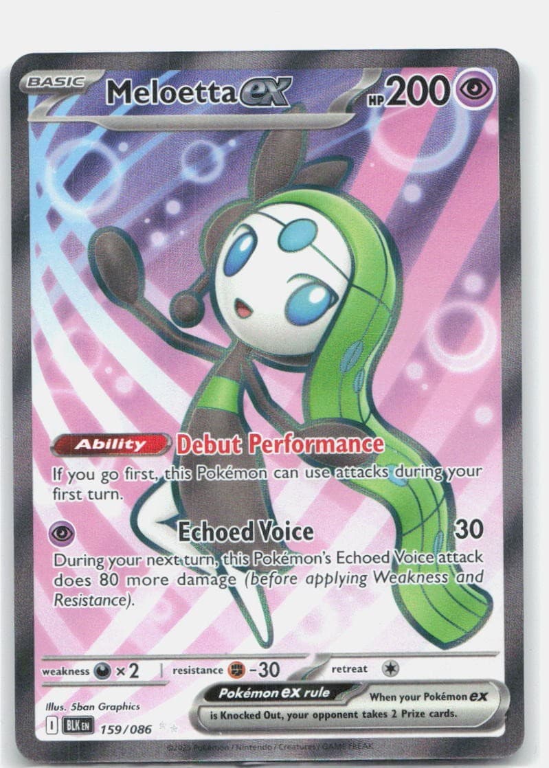 MELOETTA EX 159/086 Holo ULTRA RARE Black Bolt Pokemon NM