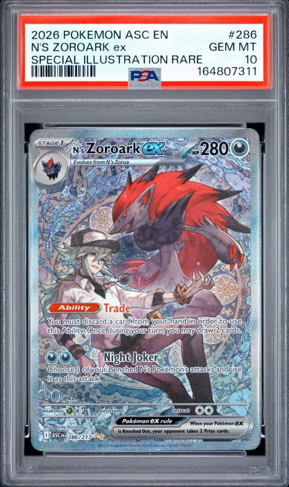 PSA 10 ME: Ascended Heroes - N's Zoroark EX Special Illustration Rare 286/217