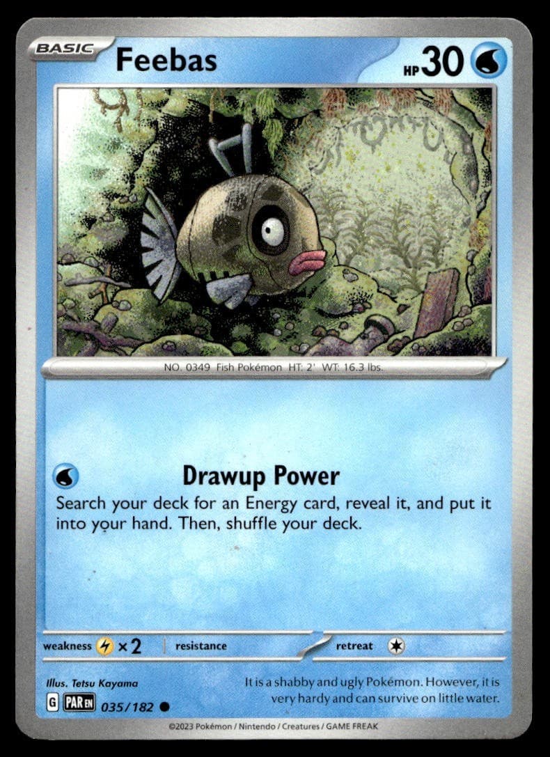Feebas 35/182 Pokemon Card Paradox Rift Common 30 HP Lightly Played AL