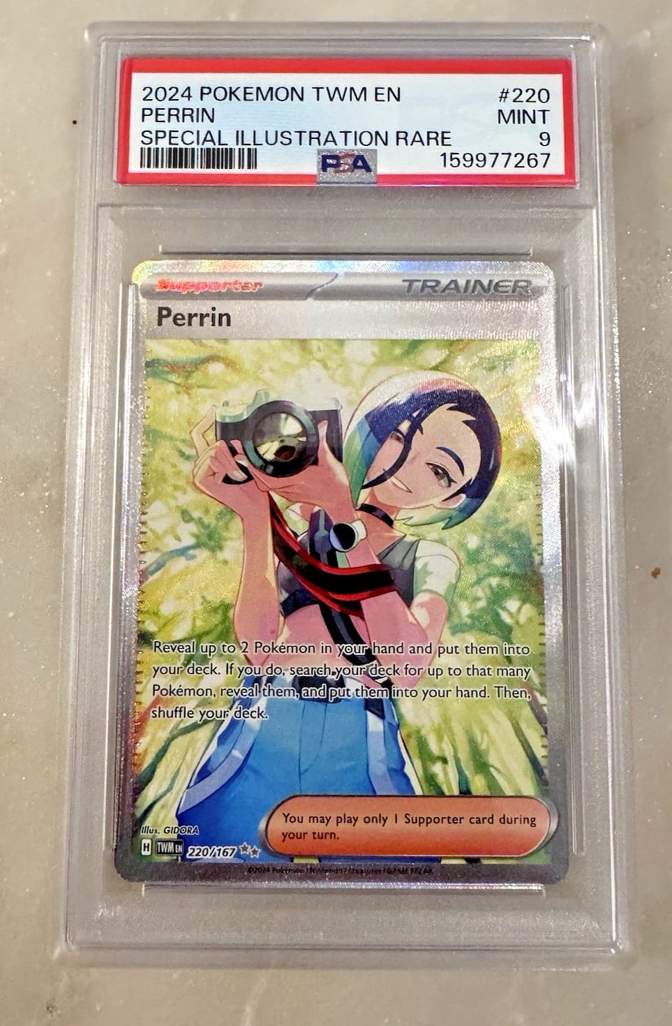 Pokémon Perrin Twilight Masquerade SIR Special Illustration Rare 220/167 PSA 9