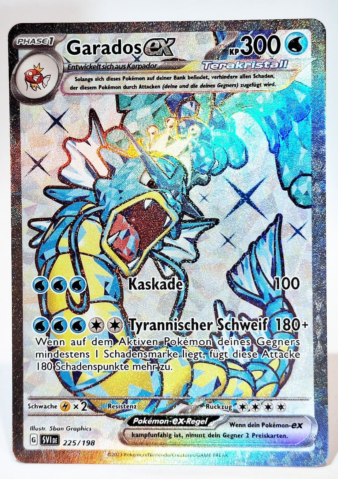 Pokemon Karte Garados ex 225/198 Fullart Rare Holo Karmesin und Purpur M-NM