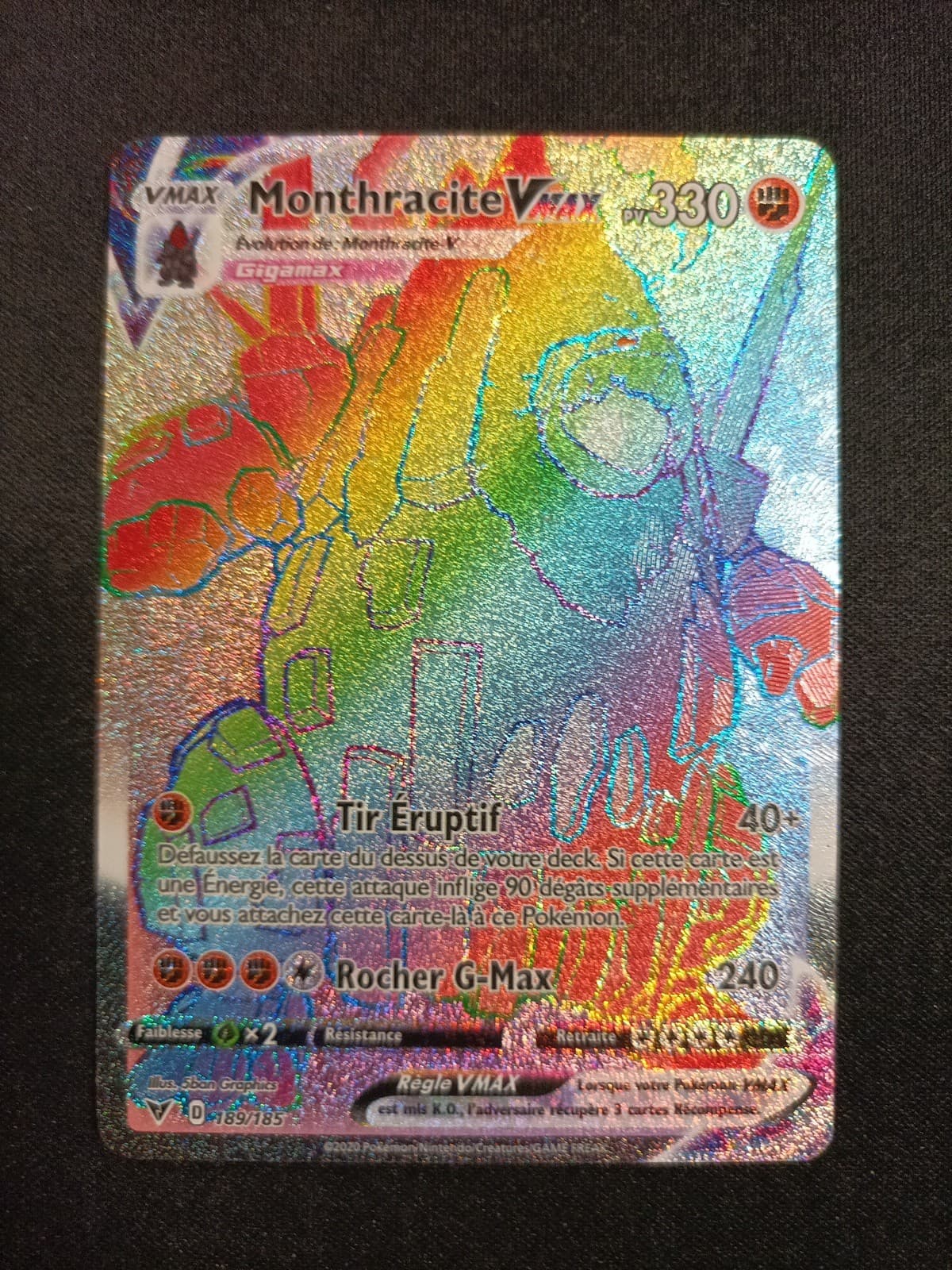 Carte Pokémon Monthracite Vmax 189/185 Voltage Éclatant
