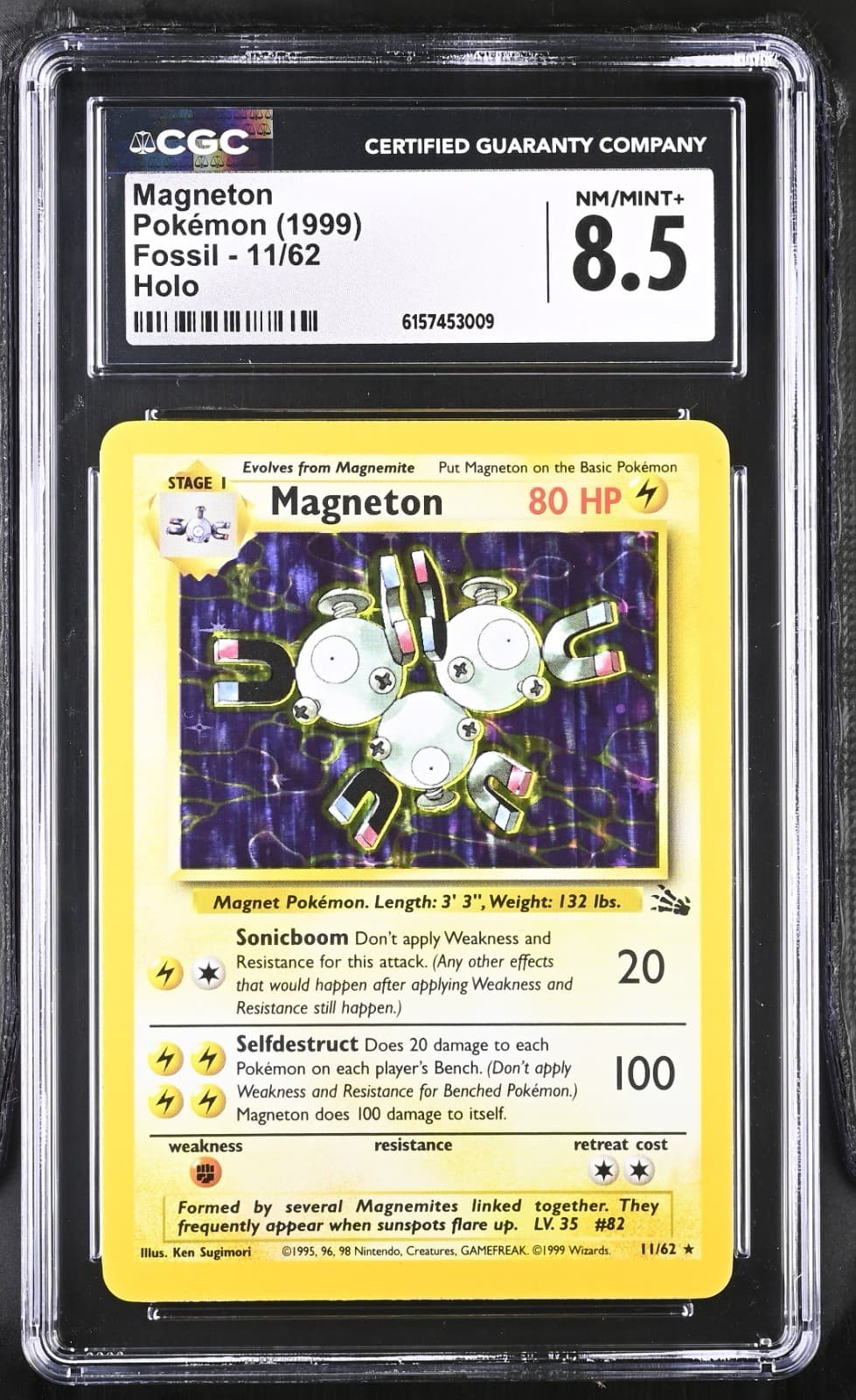 Magneton Fossil Holo Rare CGC 8.5 NM/Mint+ Pokemon (1999) Unlimited 11/62