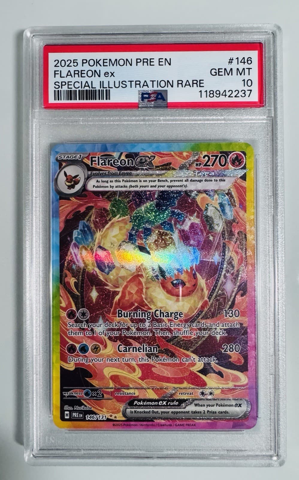 Flareon EX 146/131 Special Illustration Rare Prismatic Evolutions Pokémon PSA 10