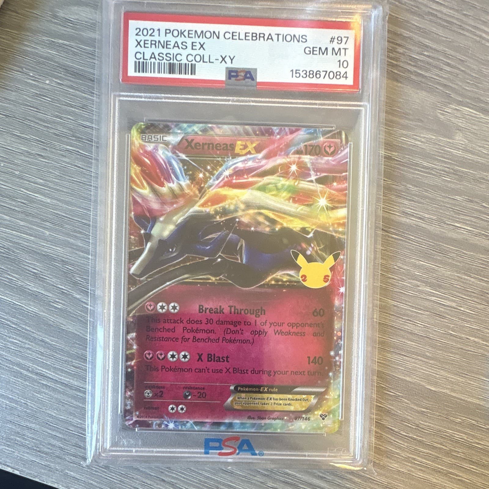 Pokémon TCG Xerneas EX 97/146 Celebrations Classic Collection FA Holo PSA 10