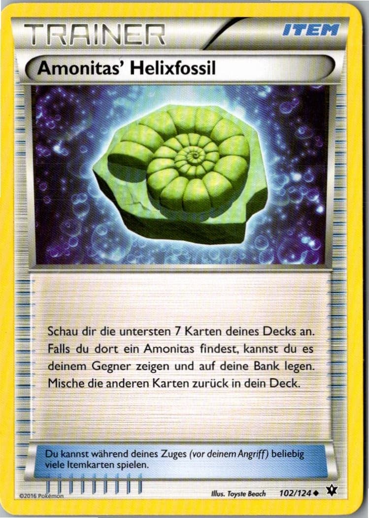Pokemon Amonitas Helixfossil 102/124 Schicksalsschmiede Deutsch