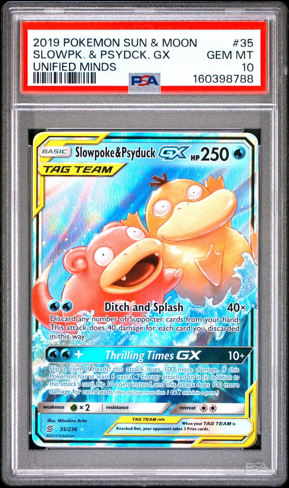 Pokemon Slowpoke & Psyduck Gx Unified Minds 35/236 PSA 10 Gem Mint