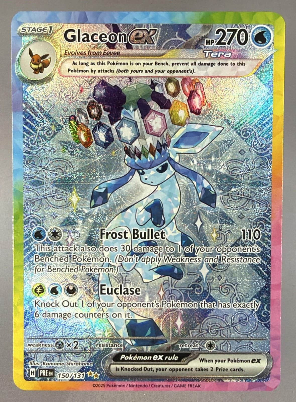 2025 Pokemon Prismatic Evolutions Glaceon ex Special Illustration Rare #150 NM