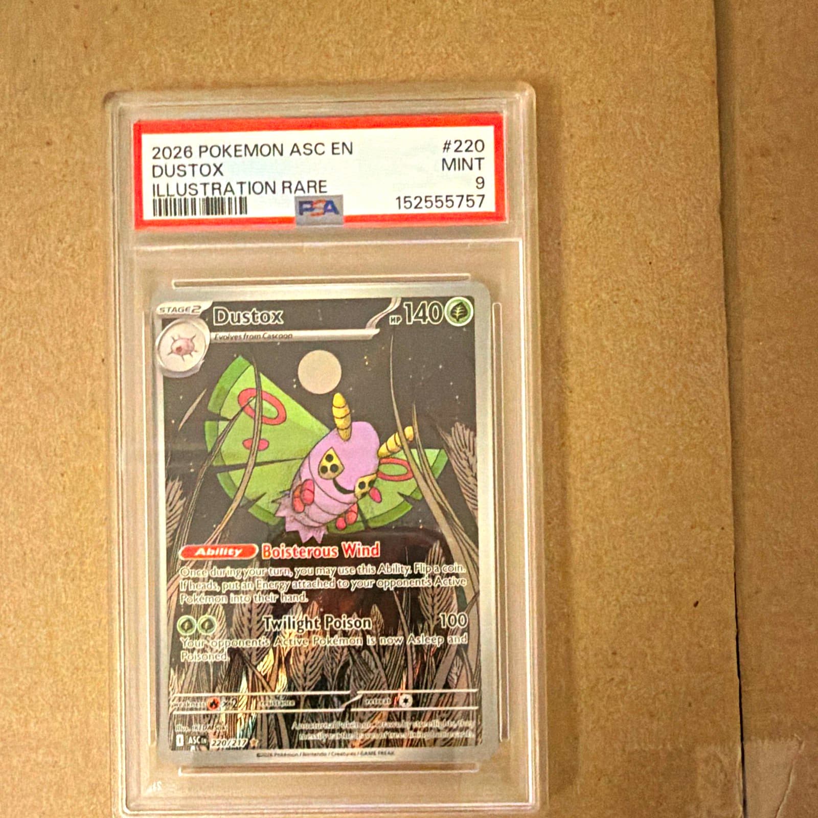 Pokemon Dustox 220/217 Ascended Heroes IR Holo ENG PSA 9 🔥LOW POP🔥
