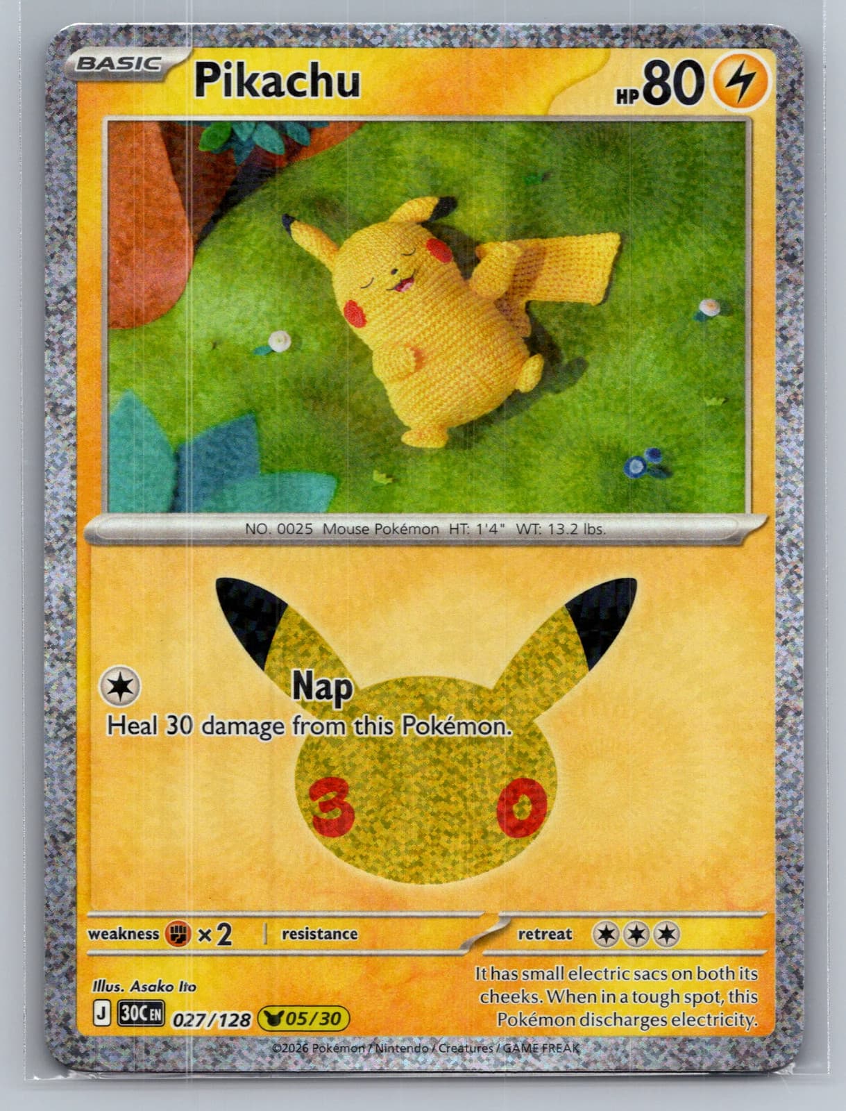 Pikachu #27/128 2026 30th Celebration Pokemon TCG — photo 1 of 2