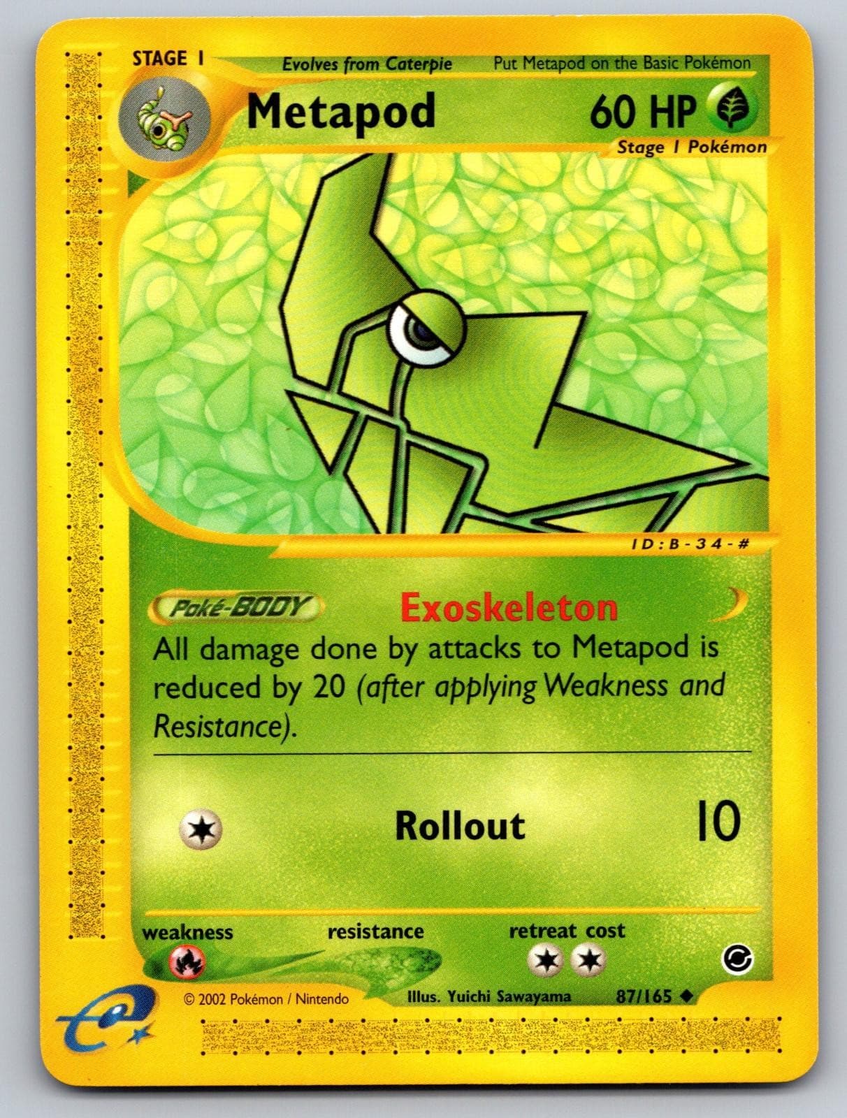 Metapod 87/165 Uncommon Expedition Base Set Pokemon Near Mint
