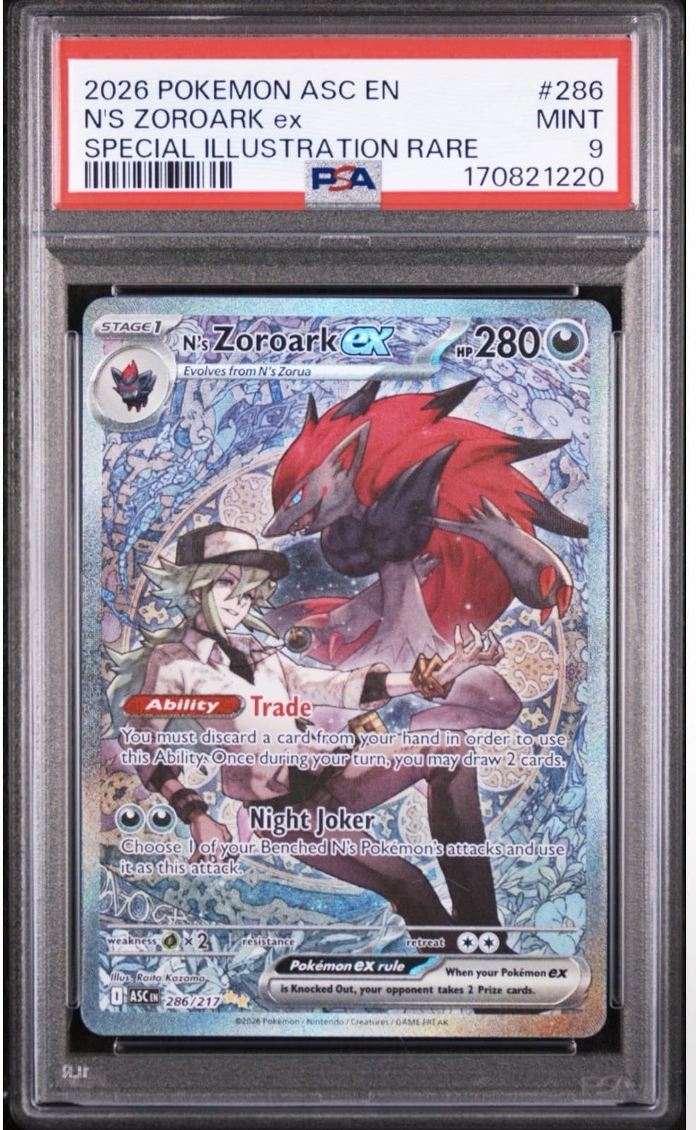 Pokemon TCG Me: Ascended Heroes N's Zoroark ex 286/217 SIR Holo EN PSA 9