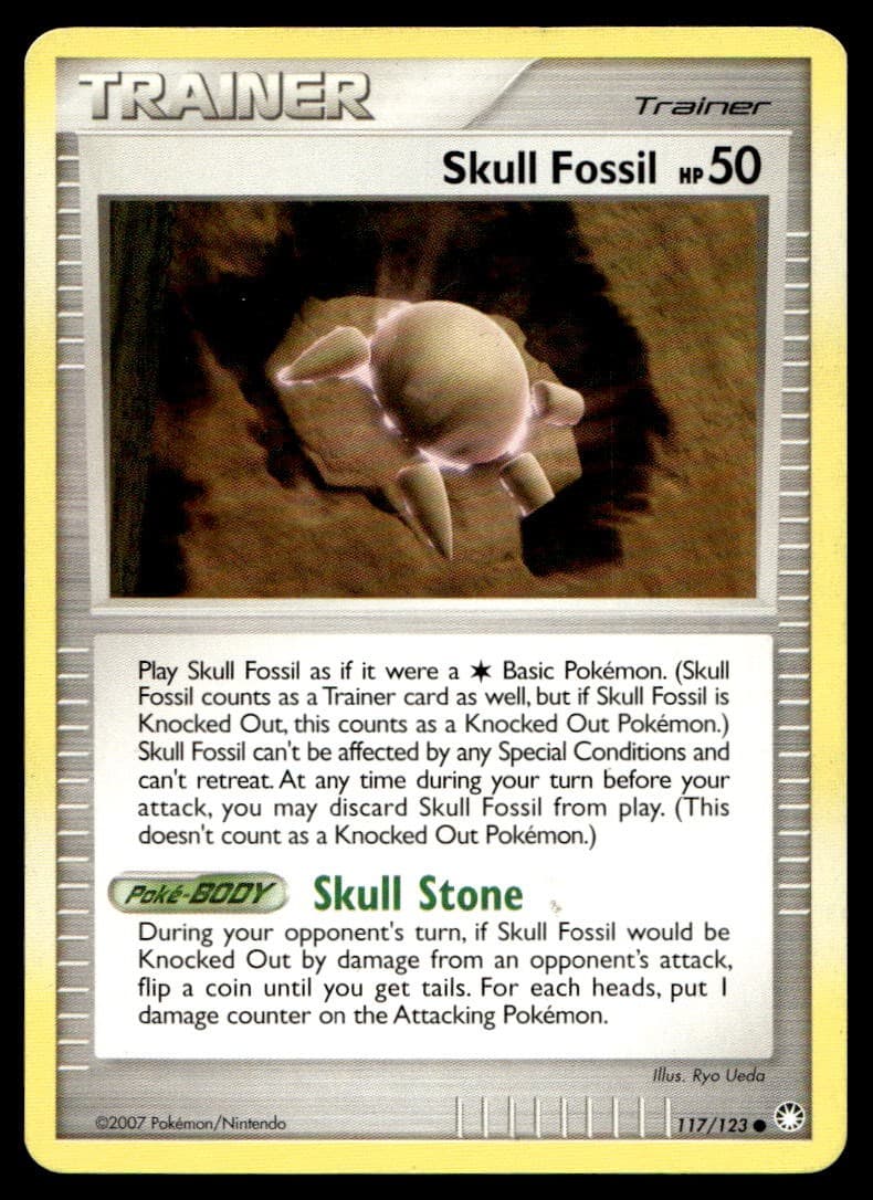 Skull Fossil 117/123 Common Mysterious Treasures Pokemon Moderately Played