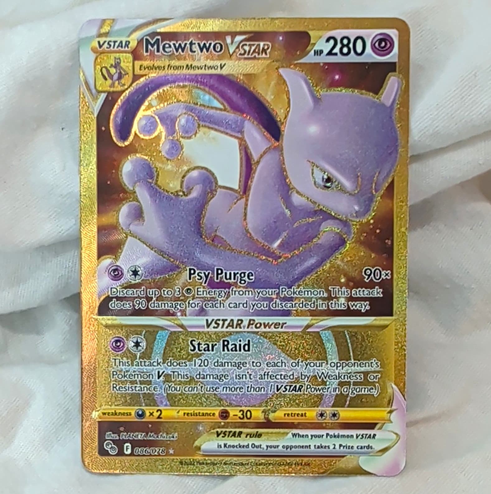 Pokemon TCG Mewtwo VSTAR Gold Secret Rare 086/078 Pokemon GO Ultra Rare Card