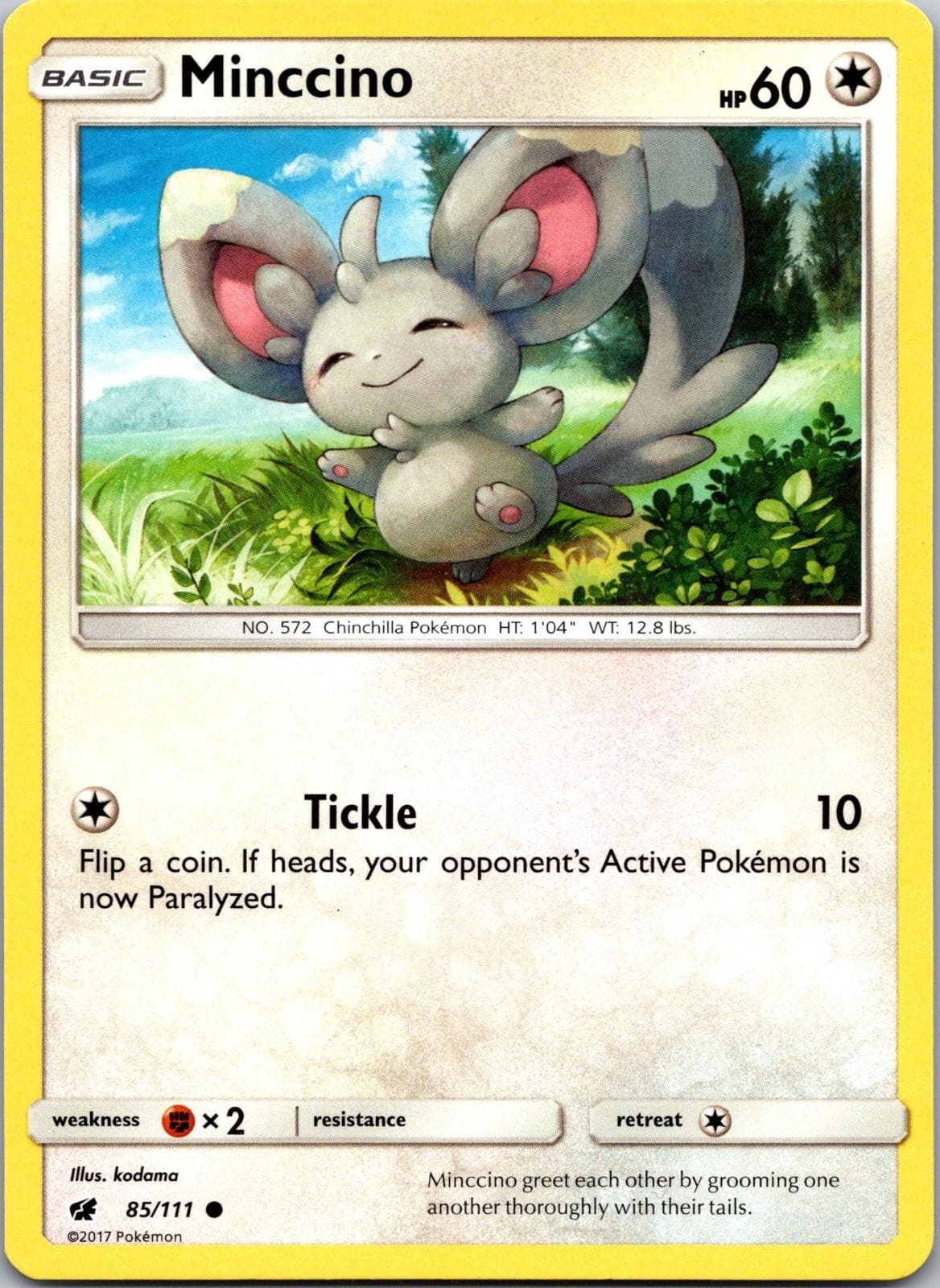 2017 Pokemon Crimson Invasion Minccino 85/111 Common Near Mint