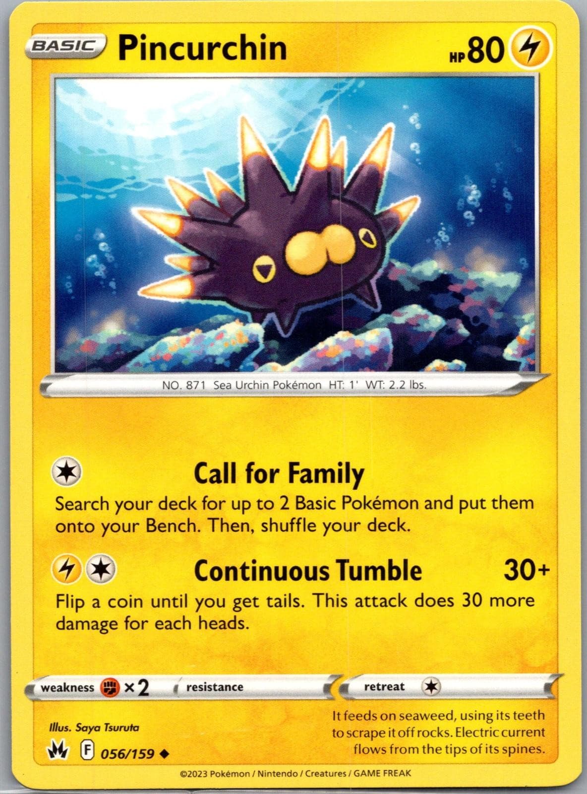 Pincurchin 056/159 Uncommon Crown Zenith Pokemon Lightly Played