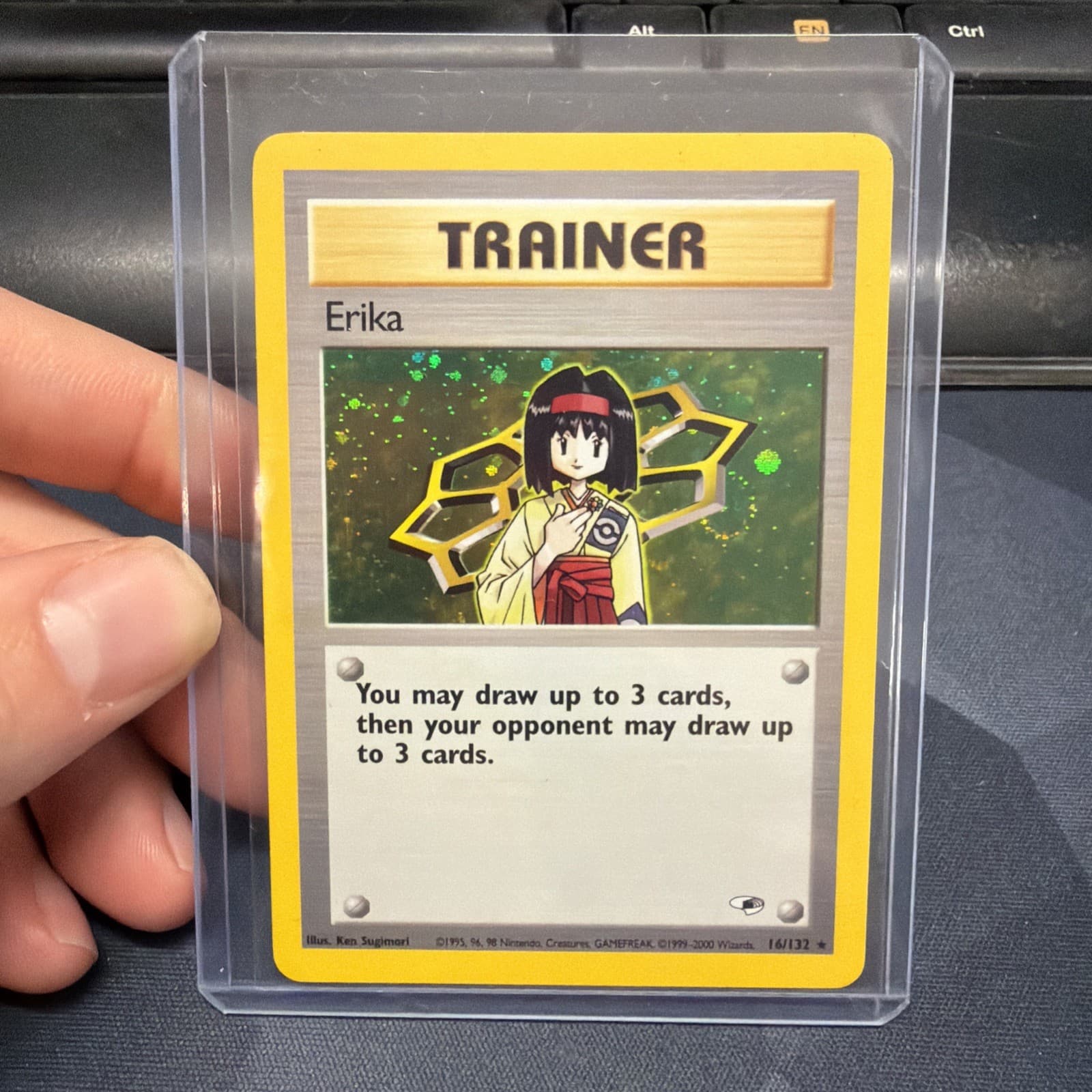 Erika - NM - 16/132 - Holo - Gym Heroes - Unlimited Holo Pokemon 2000 Swirl!