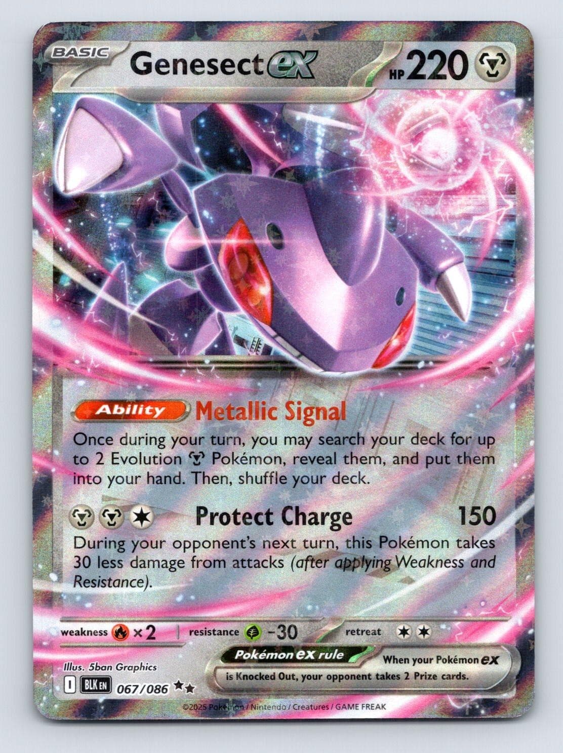 Genesect ex 067/086 Holo Double Rare Black Bolt Pokemon NM/M