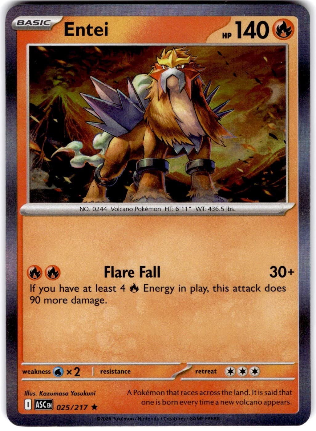 Pokemon Entei Ascended Heroes 25/217 Normal Holo Near Mint English