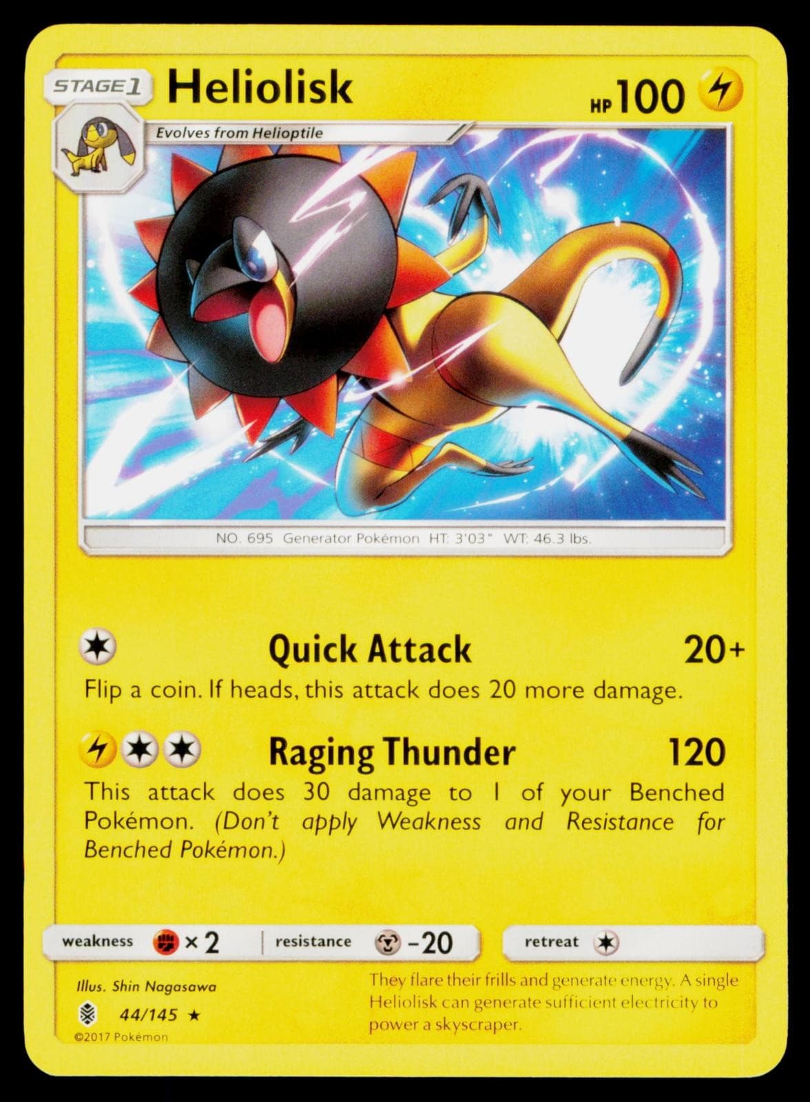 Heliolisk - 44/145 NM Rare Guardians Rising Pokemon
