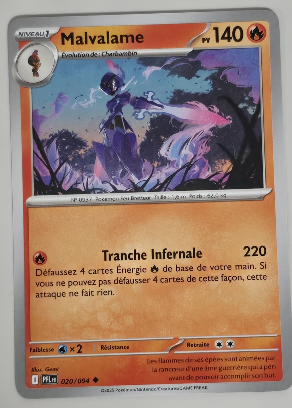 Carte Pokémon  - Malvalame 20/94 - Flammes Fantasmagoriques  - Neuf