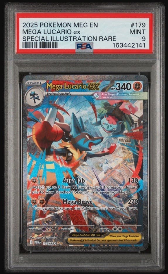 Mega Lucario ex 179/132 Me01: Mega Evolution Holo PSA 9