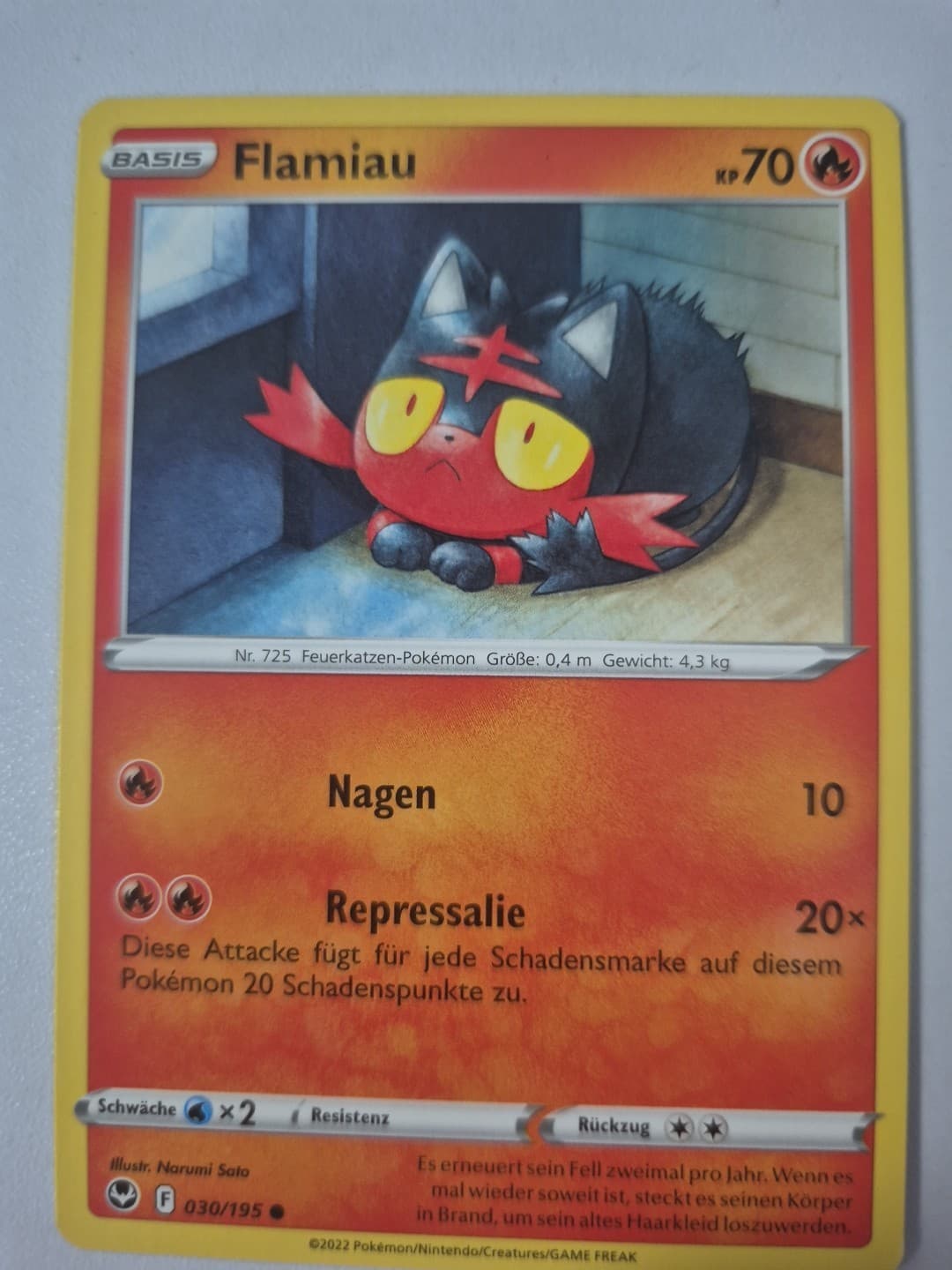 Flamiau 030/195 Pokemon Karte TCG aus Silberne Sturmwinde