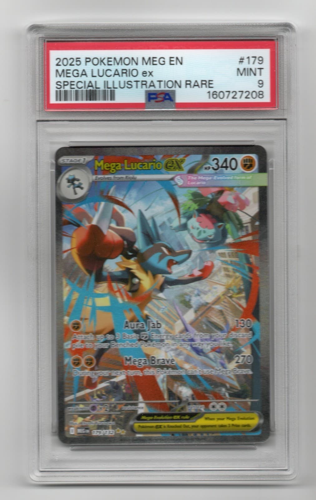 Mega Lucario ex 179/132 Me01: Mega Evolution Holo PSA 9
