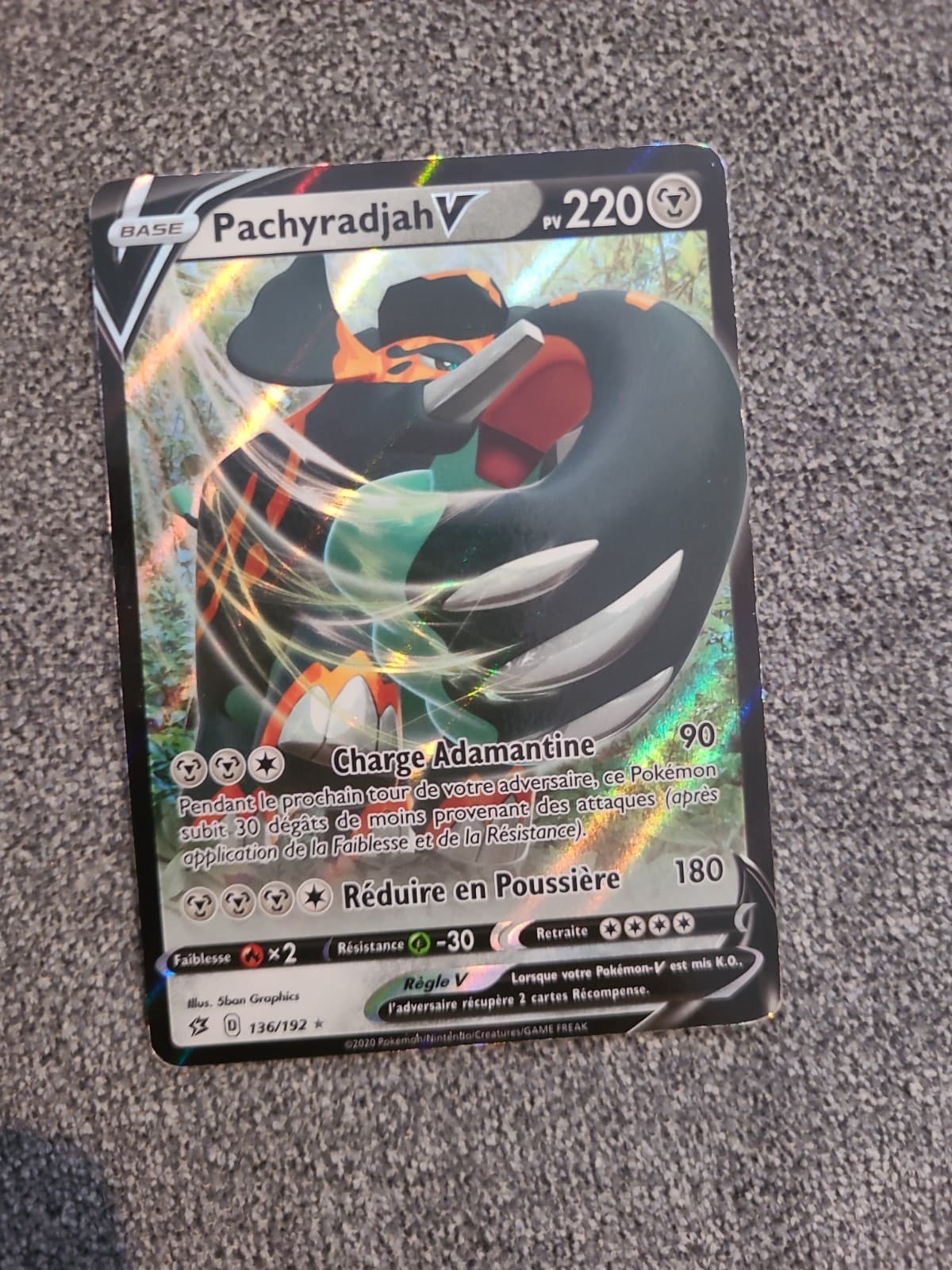 Carte Pokemon Epee Et Bouclier 2 Clash Des Rebelles Pachyradjah V 136/192