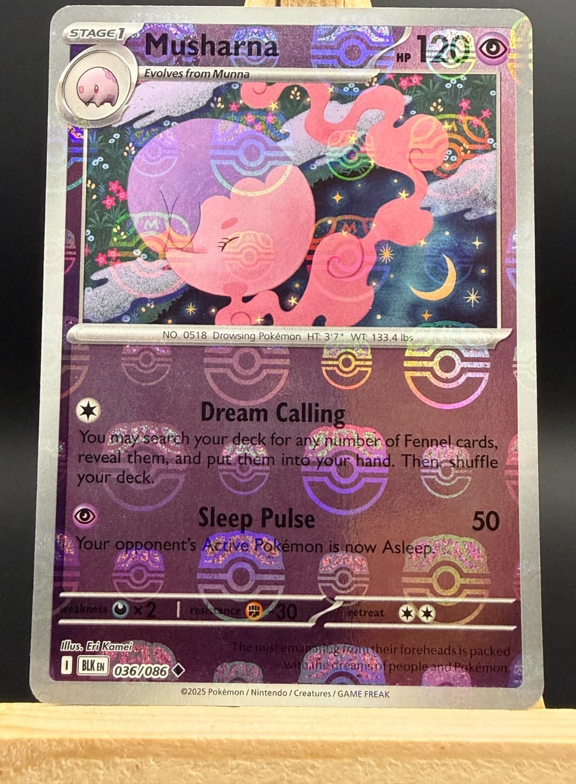 Musharna (Master Ball Pattern) 036/086 Holo Black Bolt Pokemon TCG Near Mint