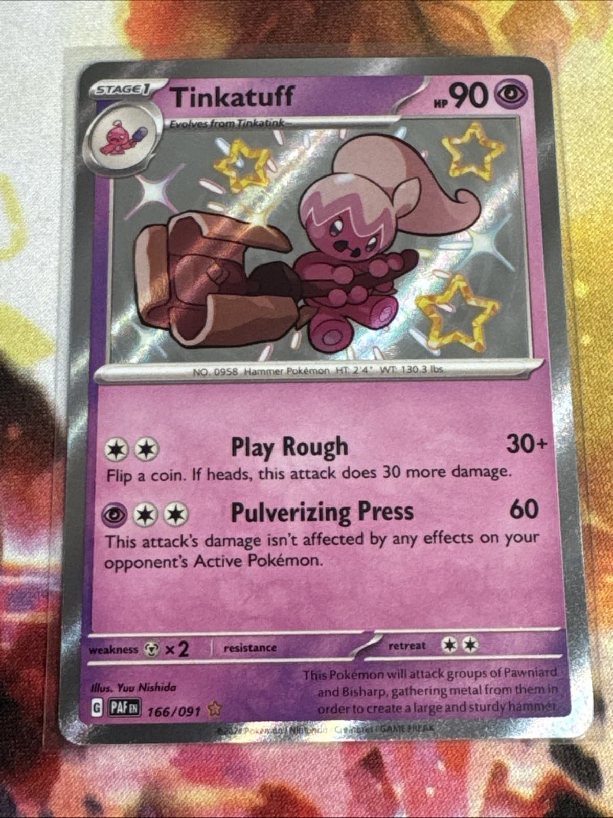 Pokémon TCG Tinkatuff Scarlet & Violet: Paldean Fates 166/091 Holo Shiny Rare