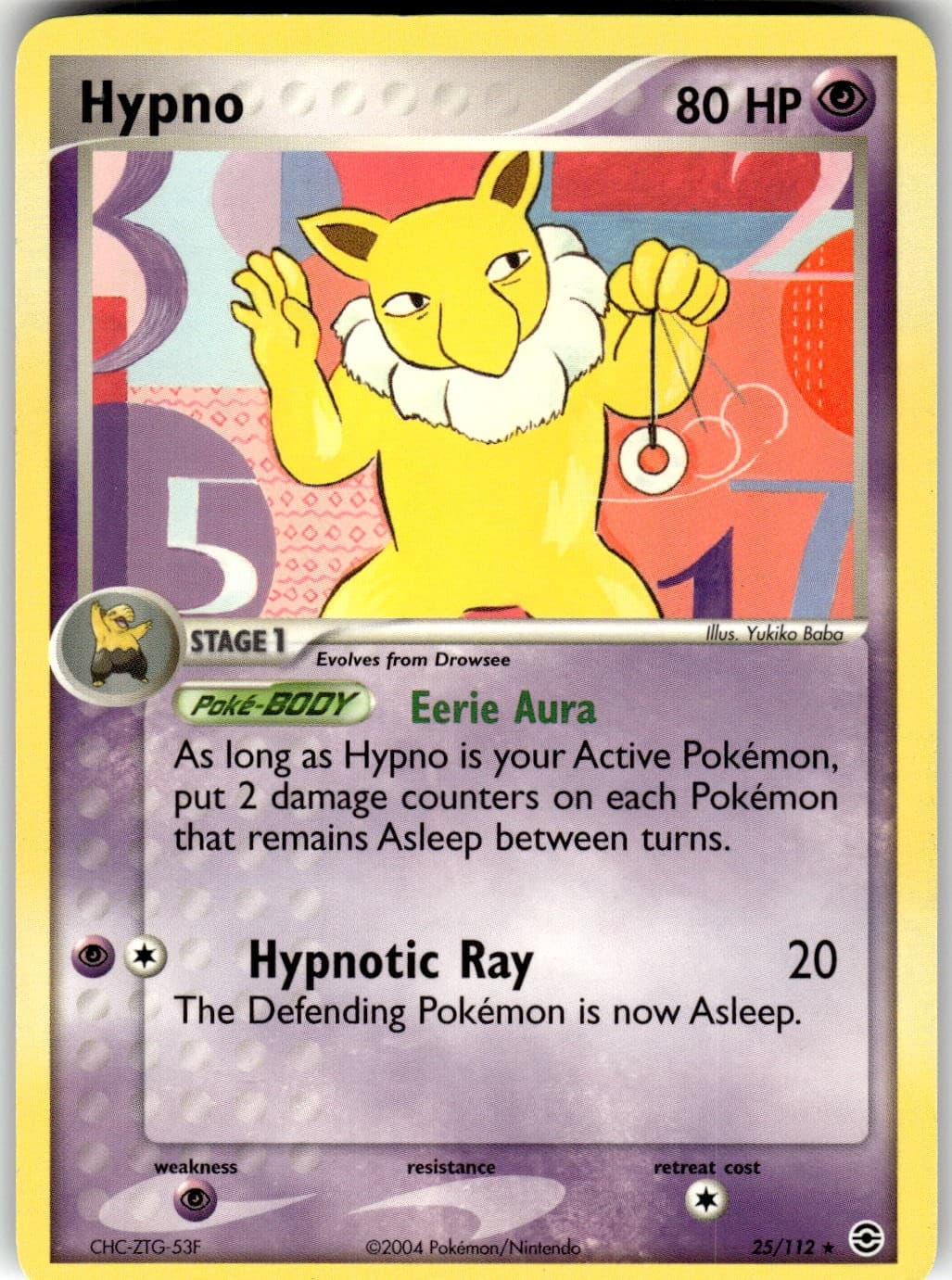 Hypno 25/112 FireRed & LeafGreen Pokemon NM Fast Ship