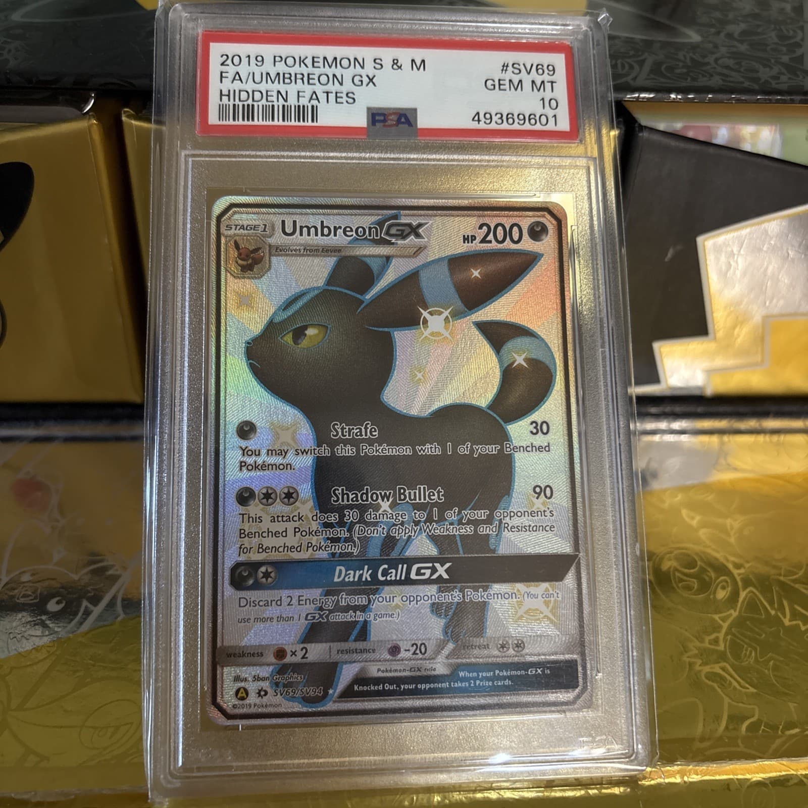 PSA 10 Gem Mint Umbreon GX SV69/SV94 Hidden Fates: Shiny Vault Holo Pokemon TCG