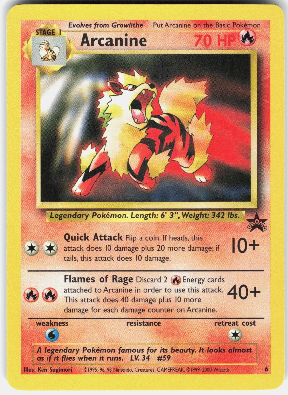 Pokemon Arcanine 6 Promo Wizards Black Star Promos Pokemon Near Mint