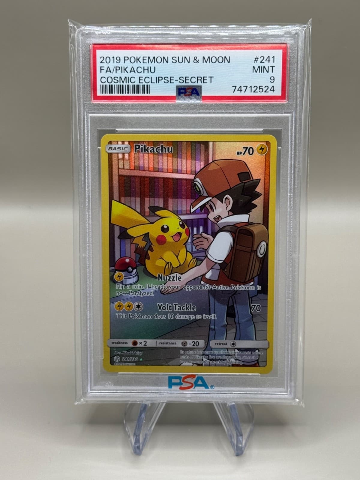 2019 Pokemon SM Sun & Moon Pikachu Cosmic Eclipse Secret 241/236 - PSA 9 MINT