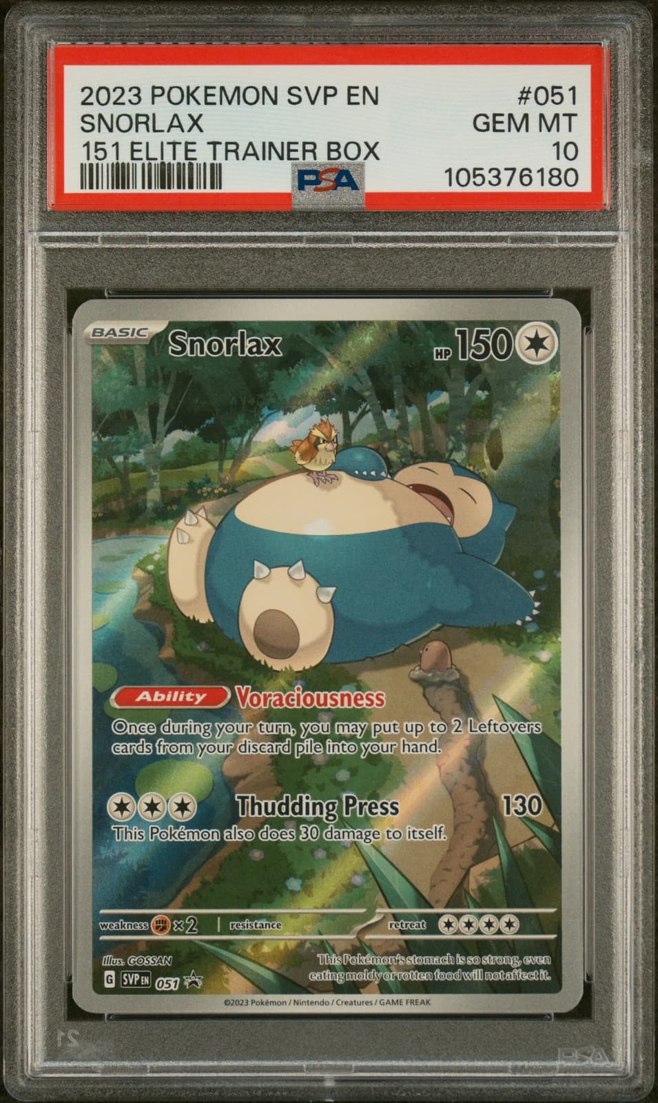Snorlax 051 SV Black Star Promo 151 ETB PSA 10 Gem Mint Pokemon Card