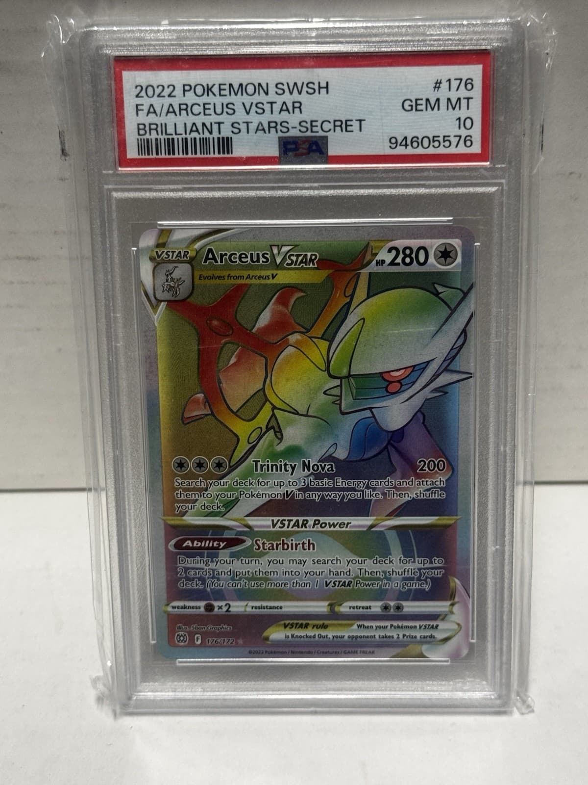 Pokemon 2022 Arceus VSTAR 176/172 PSA 10 Secret Rare Holo Full Art
