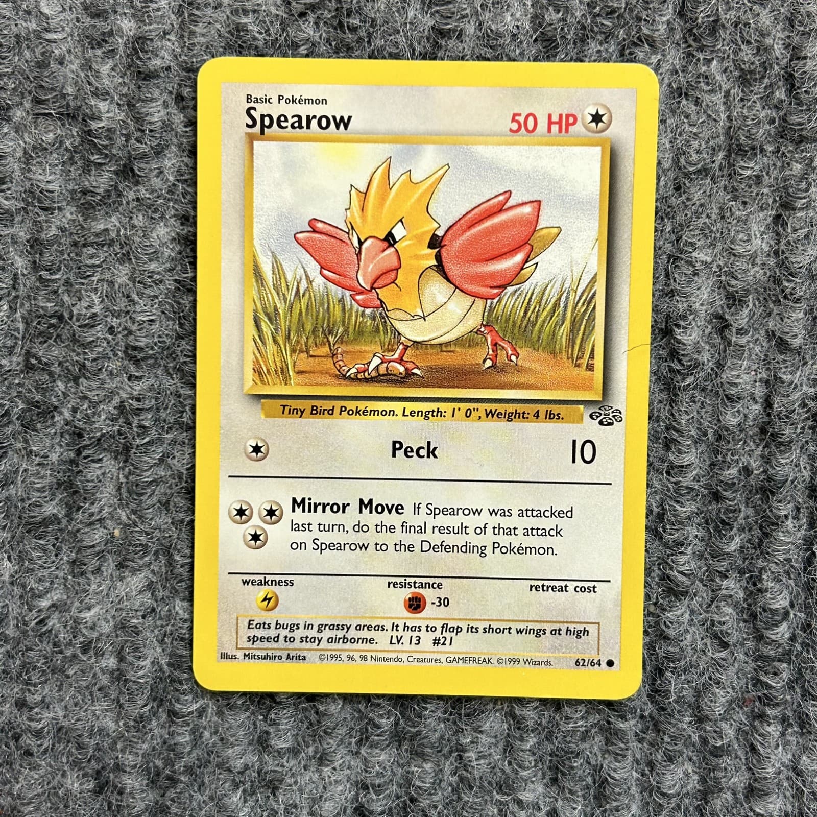 Vintage Pokemon TCG Jungle Spearow 62/64 Common Card LP