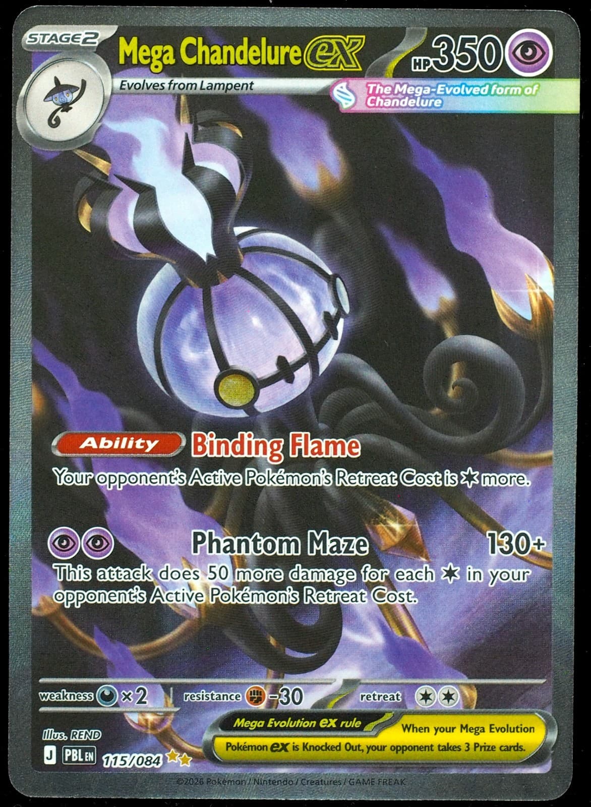 Mega Chandelure EX #115/084 NM/M Pitch Black Pokemon Card