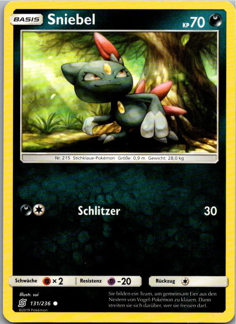Pokemon Sniebel 131/236 Bund der Gleichgesinnten Deutsch 2019 Karte