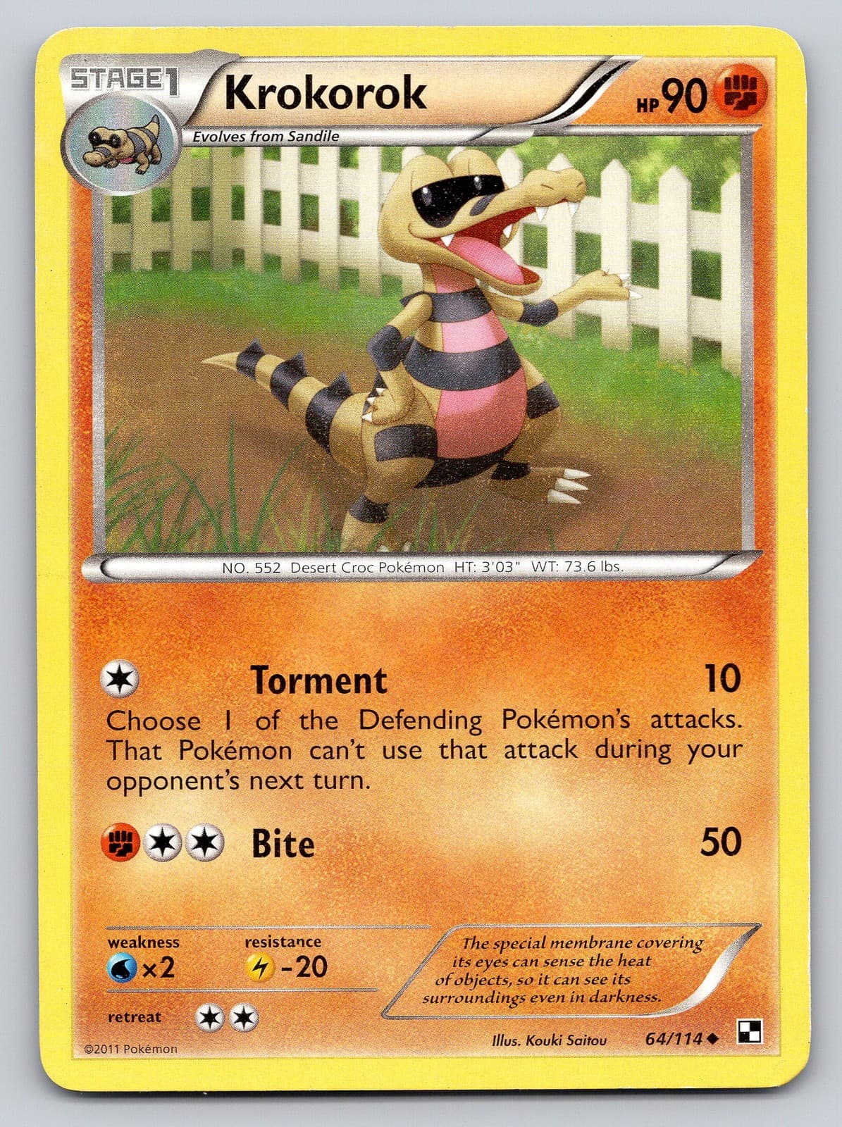 Black and White #64/114 Krokorok common pokemon