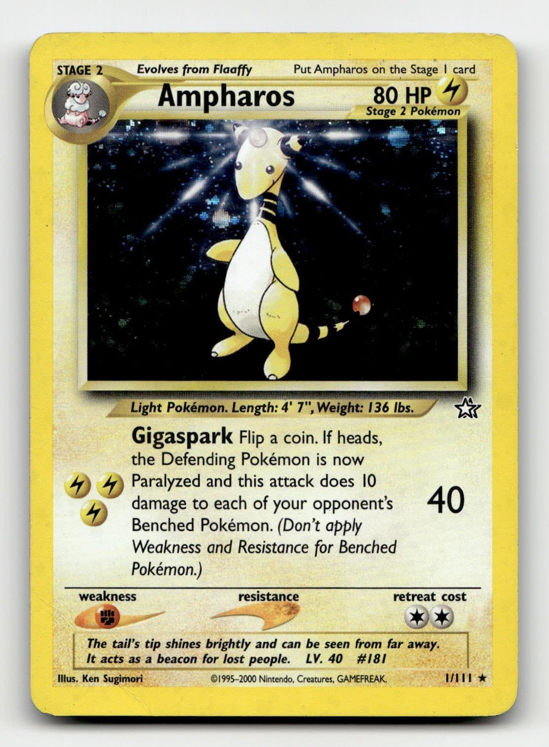 Ampharos 001/111 Neo Genesis Unlimited Holofoil Pokemon