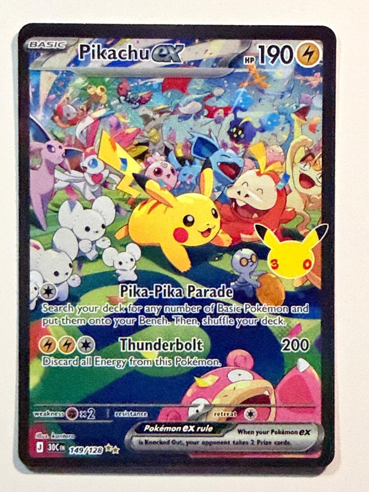Pikachu ex 149/128 Holo ME: 30th Celebration NM Pokemon Exact Card 3