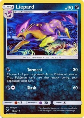 Liepard - 49/73 - Uncommon (Near Mint) Shining Legends - Darkness Pokémon