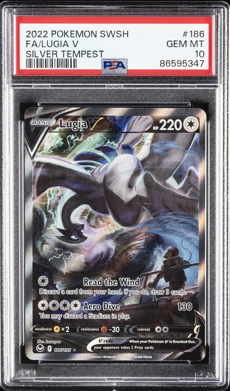 2022 POKEMON SWORD & SHIELD SILVER TEMPEST #186 FULL ART/LUGIA V PSA 10